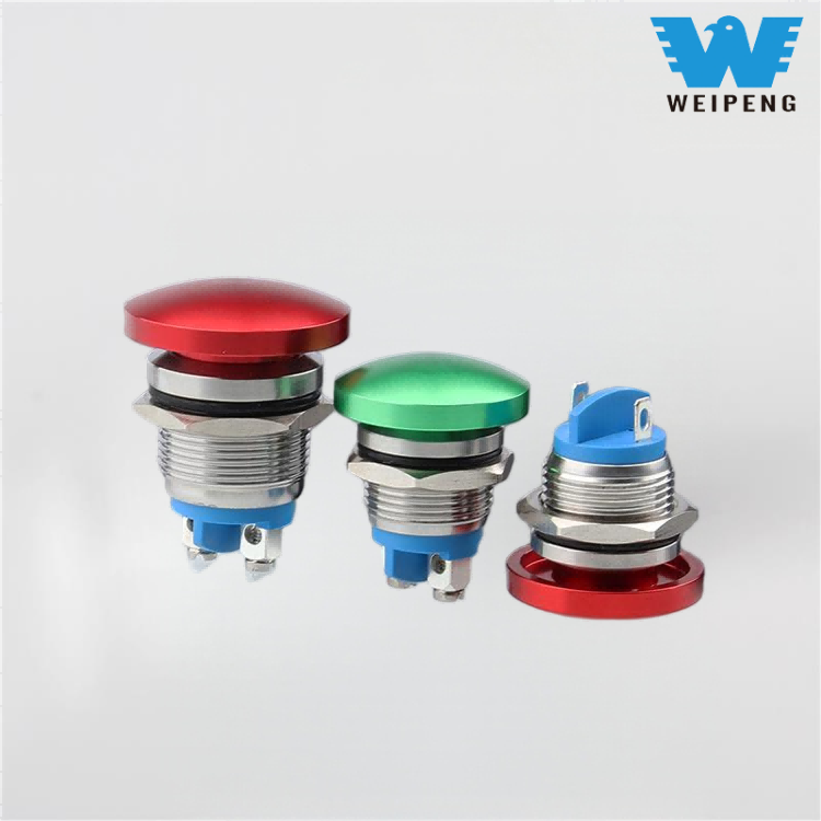 16/19/22 mm houbová hlava kovový tlačítkový resetovací spínač