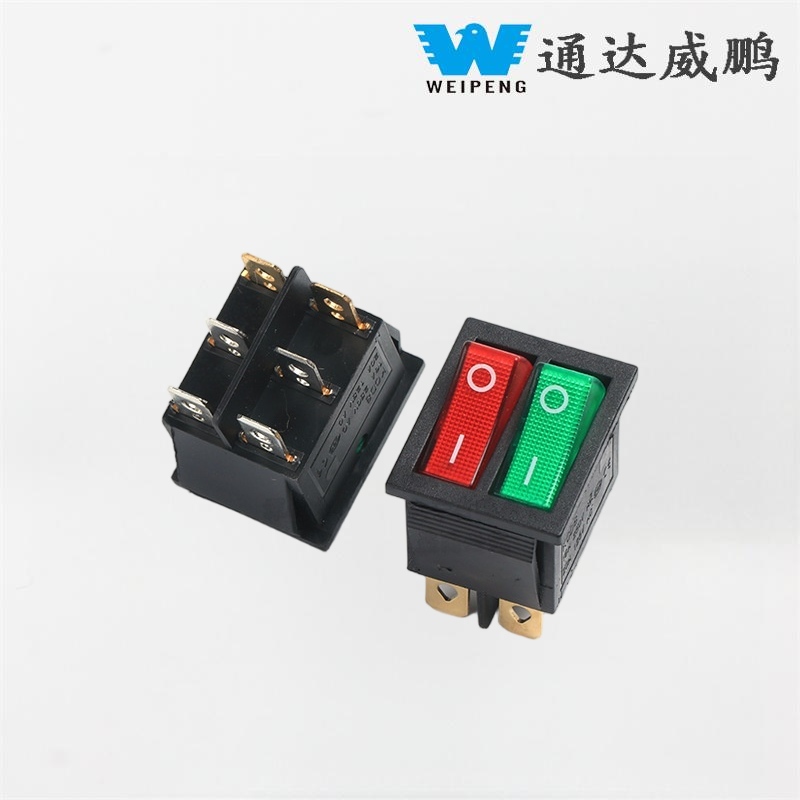 Kcd4 Double Rocker Boat Switch 6 pinů s červeným a zeleným světlem