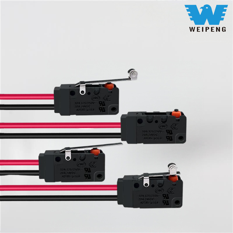 Mikrospínač s nastavitelným držadlem kabelového svazku a válečkem